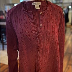 Long sleeve button front cable knit cardigan